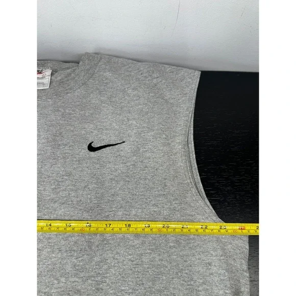 Vintage 90s Nike Cut Sleeve Tank Top Swoosh Shirt Gray - Large - Picture 4 of 5